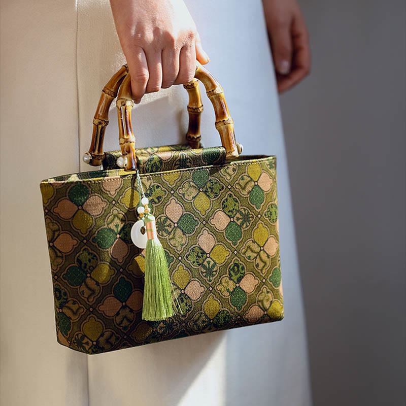 Grüne Blätter Umhängetasche mit Metallkette | Spirituelle Accessoires