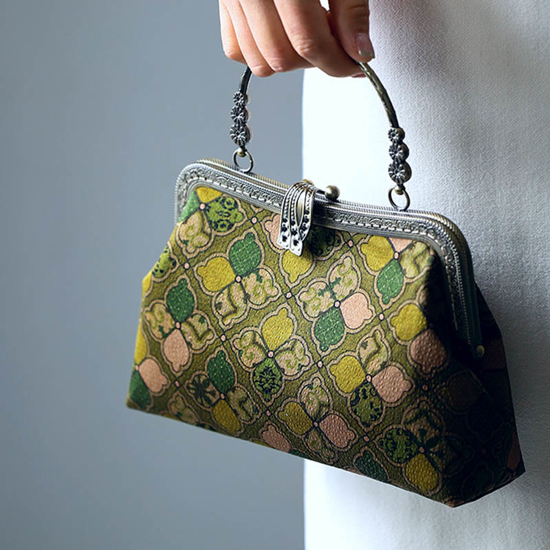 Grüne Blätter Umhängetasche mit Metallkette | Spirituelle Accessoires