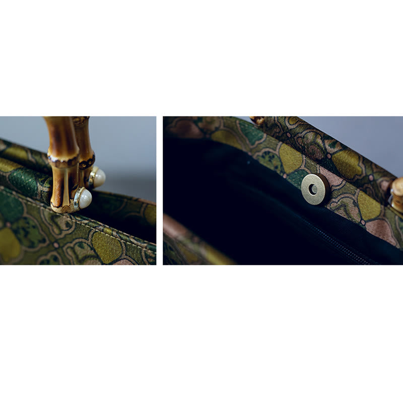 Grüne Blätter Umhängetasche mit Metallkette | Spirituelle Accessoires