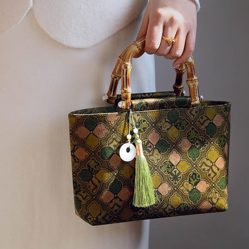 Grüne Blätter Umhängetasche mit Metallkette | Spirituelle Accessoires