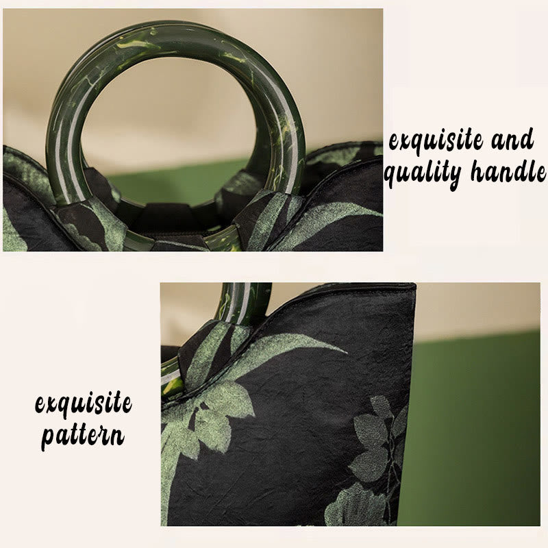 Grüne Orchideen Vintage Handtasche | Spirituelle Accessoires