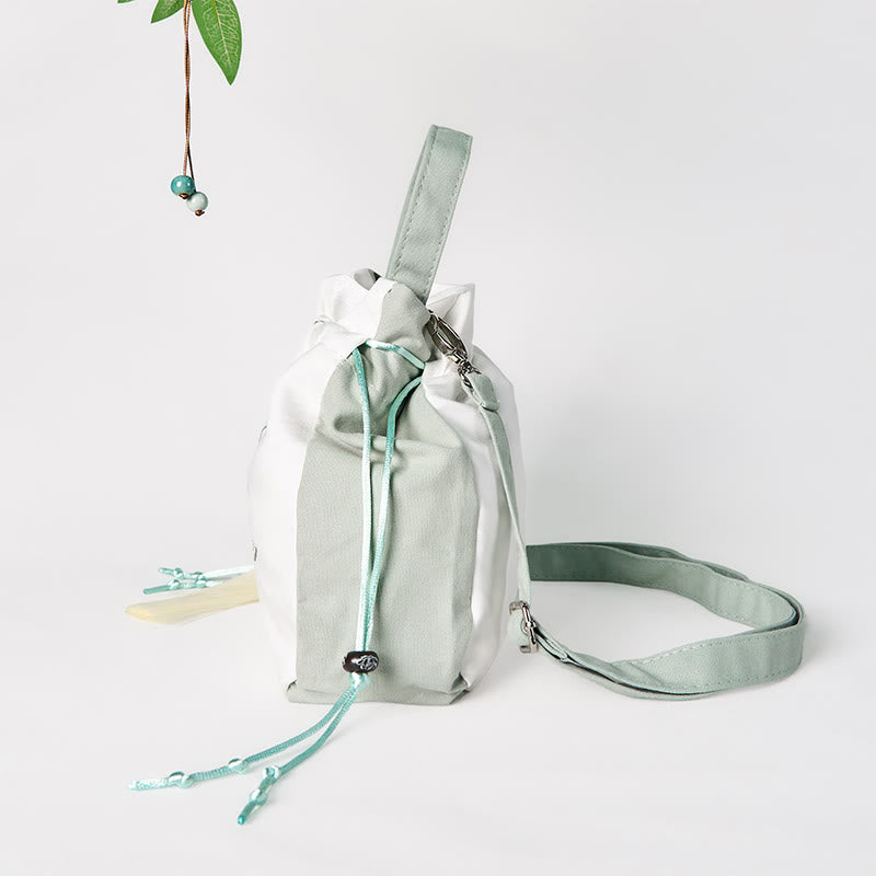 Grüne Einkaufstasche aus Segeltuch mit Birnenblüten, 20 cm, Zubehör