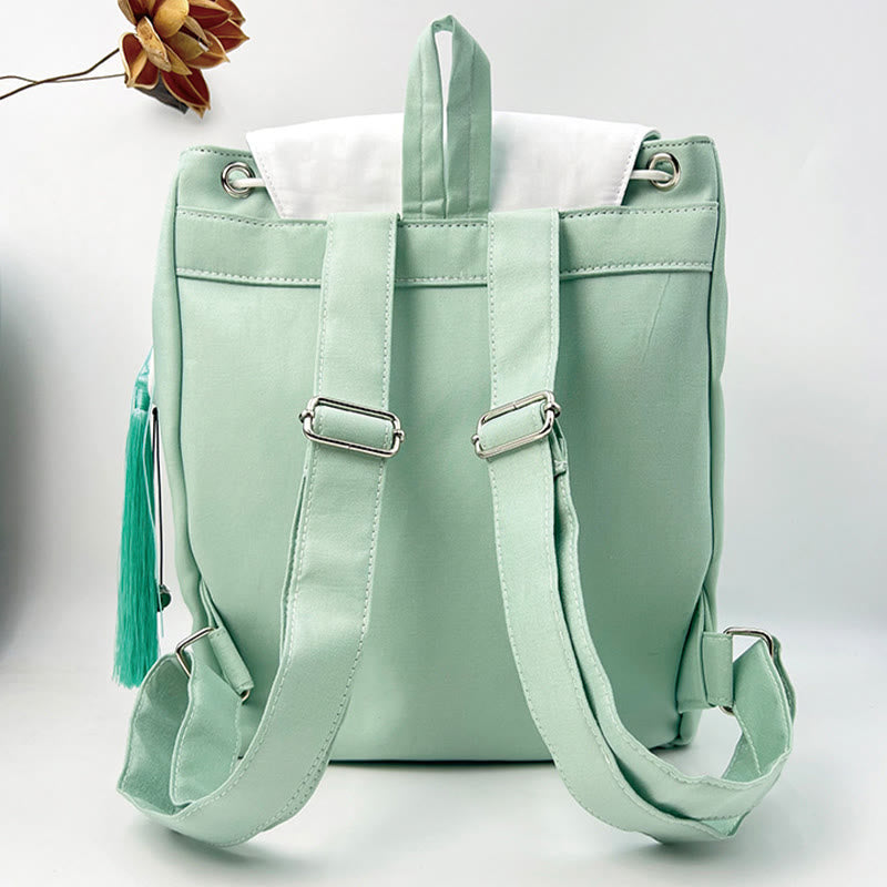 Grüner Pfingstrosen-Blumen-Canvas-Rucksack | Achtsame Kleidung
