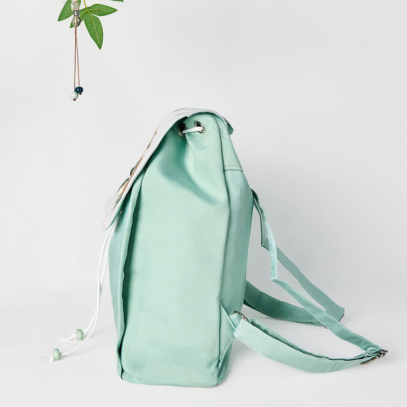 Grüner Pfingstrosen-Blumen-Canvas-Rucksack | Achtsame Kleidung