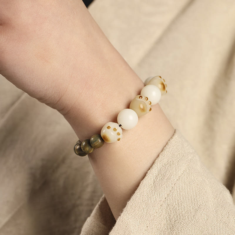 Grünes Sandelholz &amp; Bodhi-Samen Unisex-Heilarmband 8mm Perlen