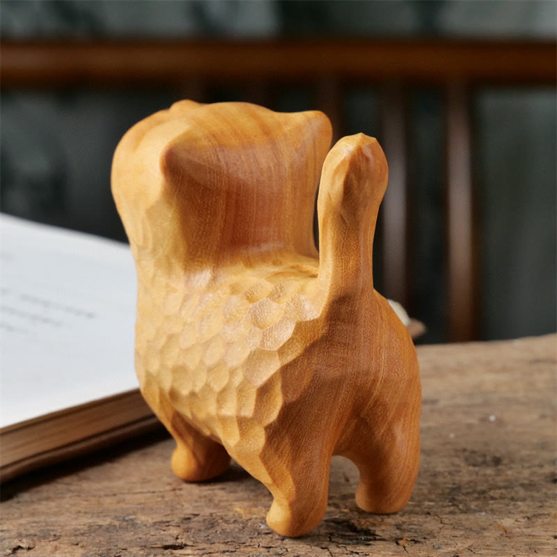 Grüne Sandelholzkatze, 9,5 cm, Zen-Dekor für Schutz und Ruhe