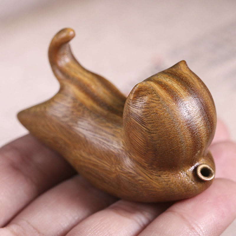 Räuchergefäß in Katzenform aus grünem Sandelholz, 5,6 cm, beruhigende Dekoration