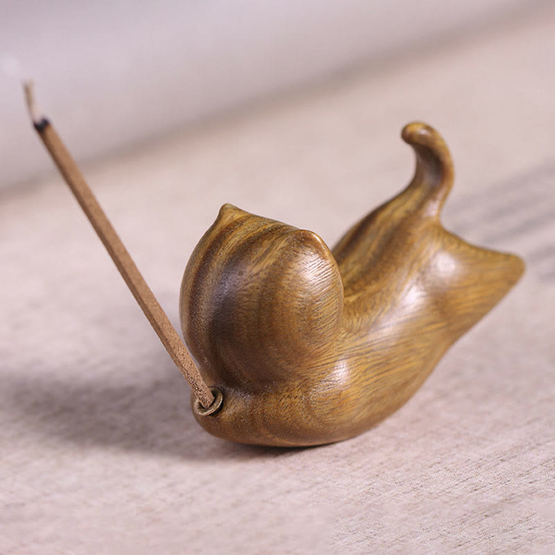 Räuchergefäß in Katzenform aus grünem Sandelholz, 5,6 cm, beruhigende Dekoration