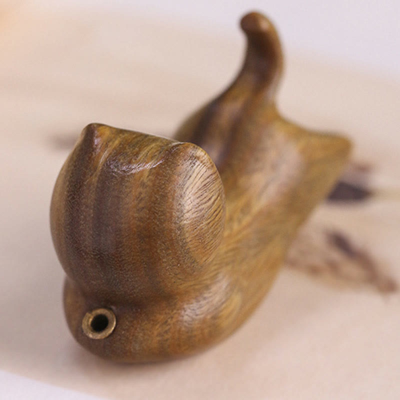 Räuchergefäß in Katzenform aus grünem Sandelholz, 5,6 cm, beruhigende Dekoration