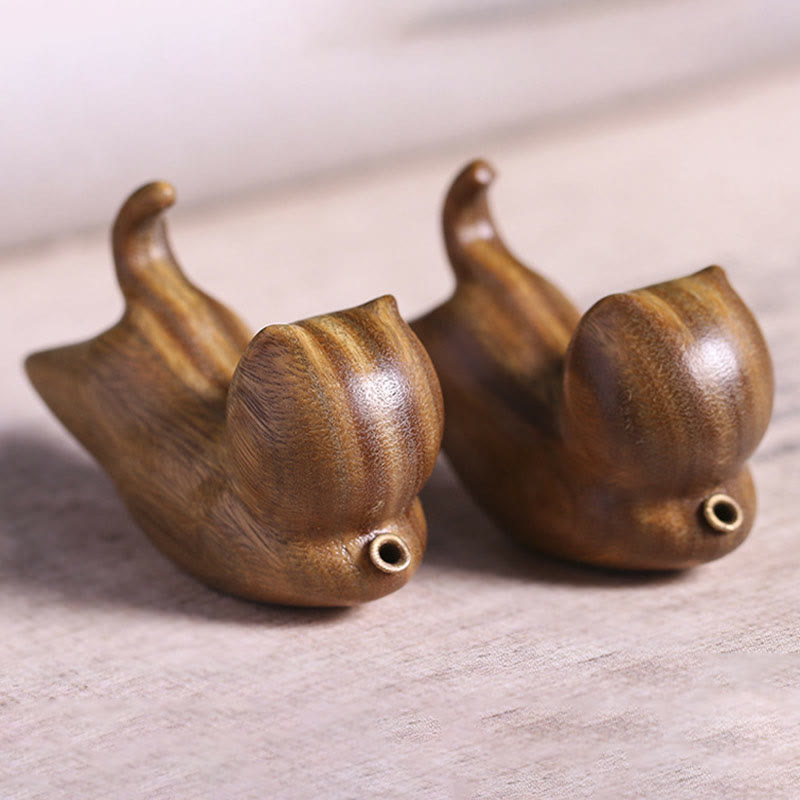Räuchergefäß in Katzenform aus grünem Sandelholz, 5,6 cm, beruhigende Dekoration