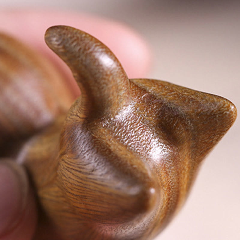 Räuchergefäß in Katzenform aus grünem Sandelholz, 5,6 cm, beruhigende Dekoration