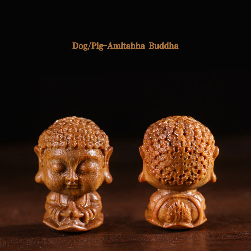 Grüne Sandelholz-Buddha-Dekoration mit chinesischem Sternzeichen
