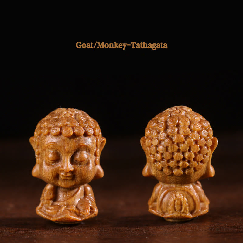 Grüne Sandelholz-Buddha-Dekoration mit chinesischem Sternzeichen