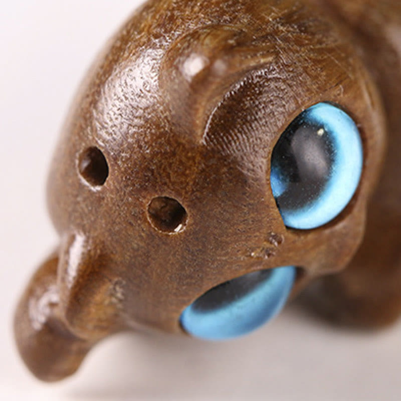 Tanzende Katzenfigur aus grünem Sandelholz, 3,7 cm, positive Energie