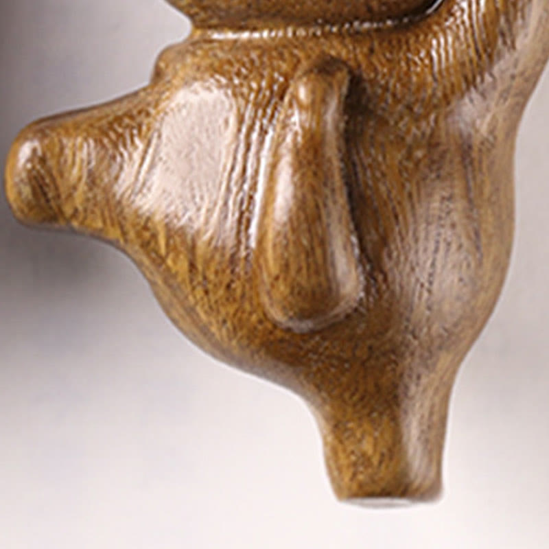 Tanzende Katzenfigur aus grünem Sandelholz, 3,7 cm, positive Energie