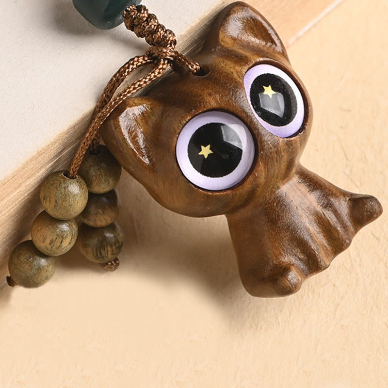 Grüne Sandelholz Koi Fisch Glückskatze Schlüsselanhänger Dekoration