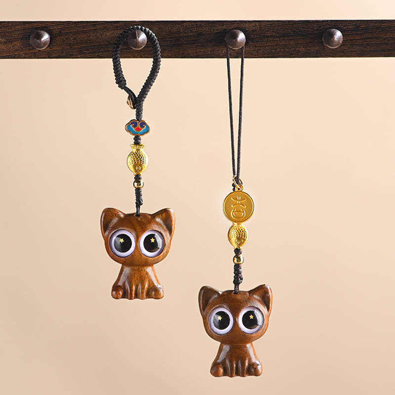 Grüne Sandelholz Koi Fisch Glückskatze Schlüsselanhänger Dekoration