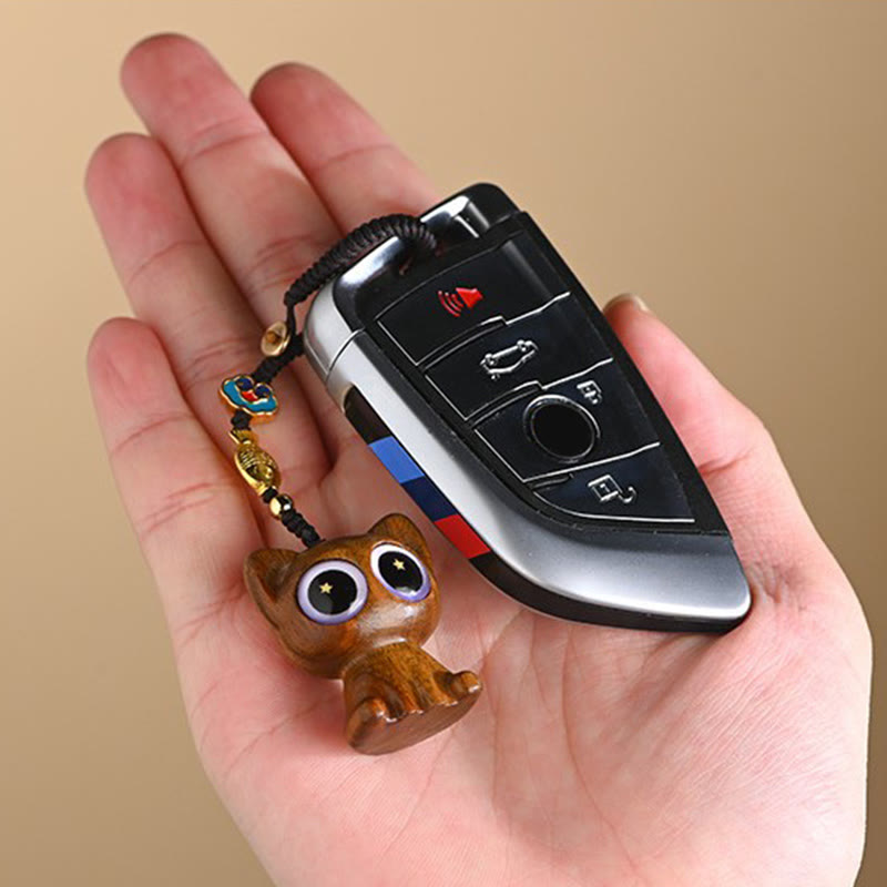 Grüne Sandelholz Koi Fisch Glückskatze Schlüsselanhänger Dekoration