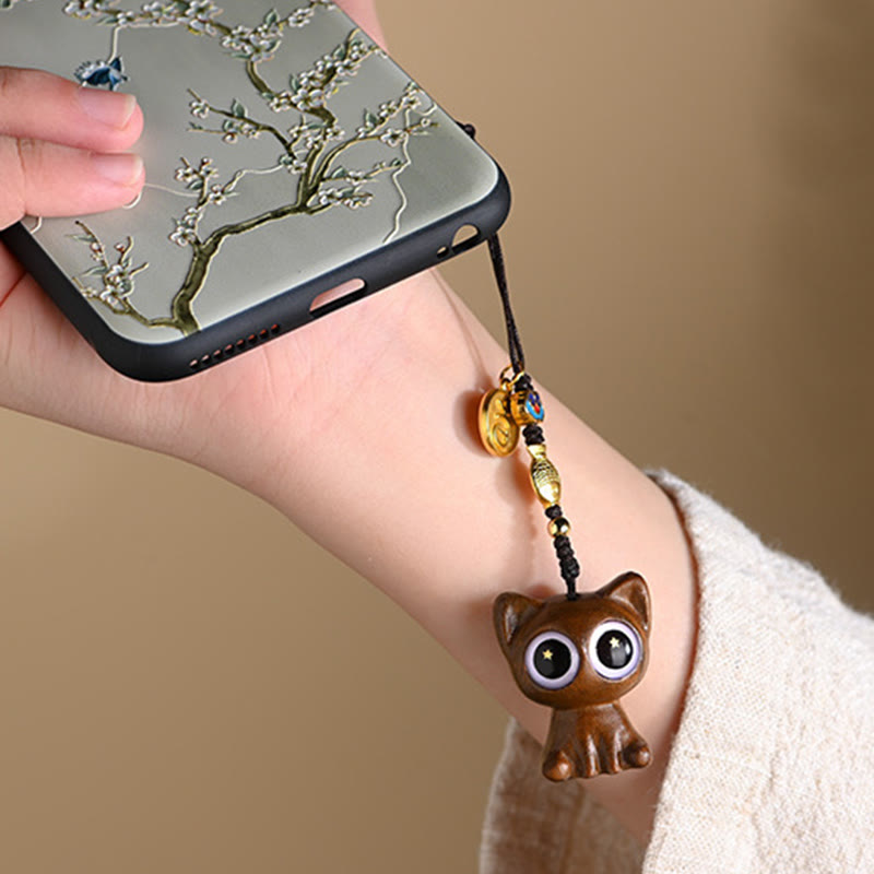 Grüne Sandelholz Koi Fisch Glückskatze Schlüsselanhänger Dekoration