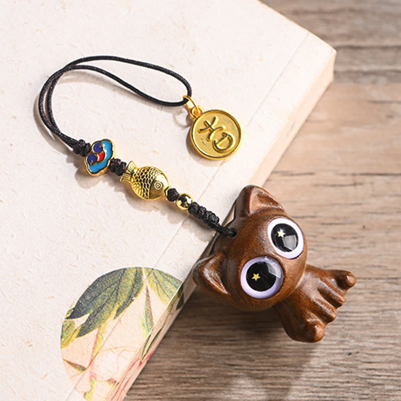 Grüne Sandelholz Koi Fisch Glückskatze Schlüsselanhänger Dekoration