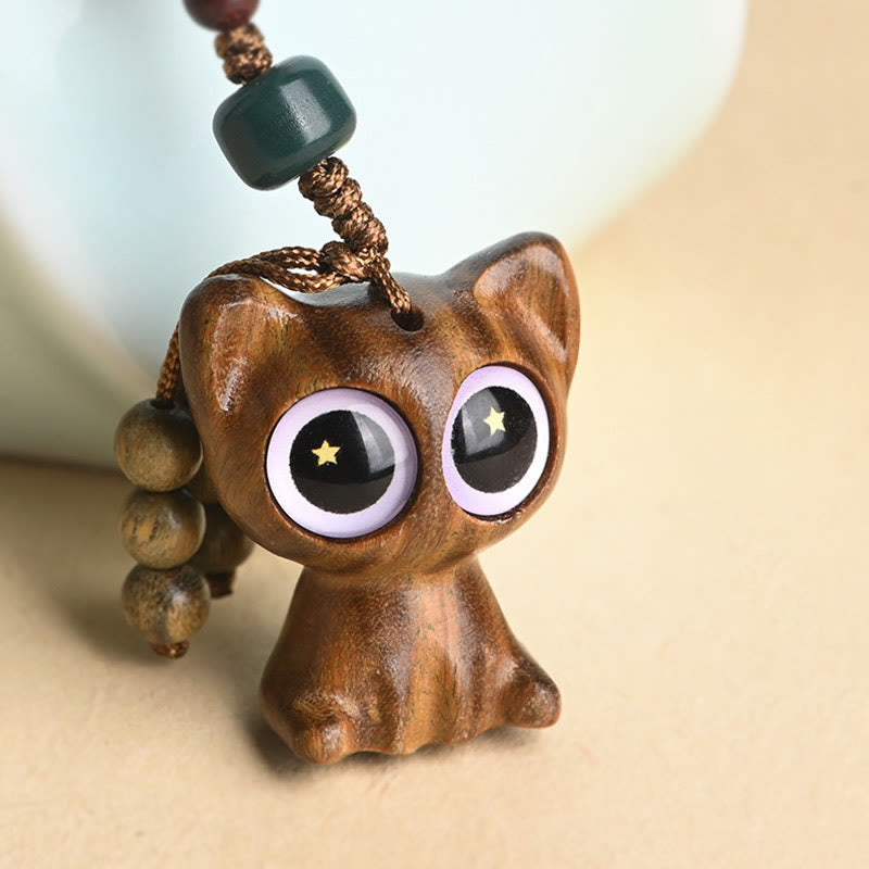 Grüne Sandelholz Koi Fisch Glückskatze Schlüsselanhänger Dekoration