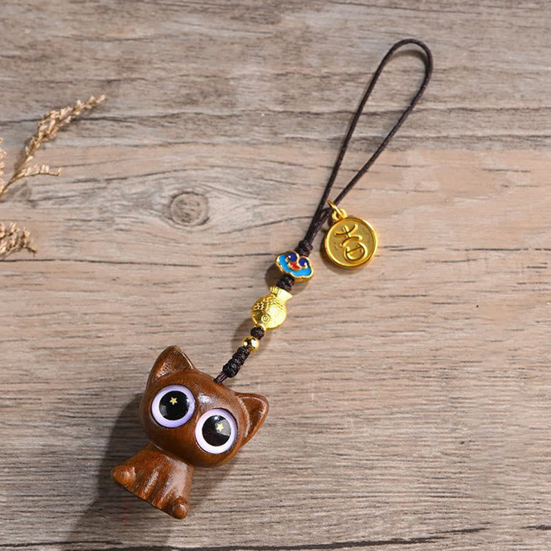 Grüne Sandelholz Koi Fisch Glückskatze Schlüsselanhänger Dekoration