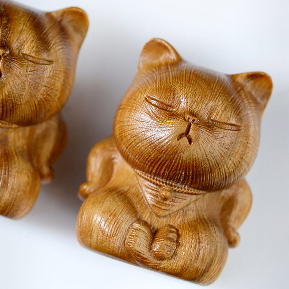 Grüne Sandelholz-Glückskatze, Mini-Dekoration, 5 cm, Glücksbringer