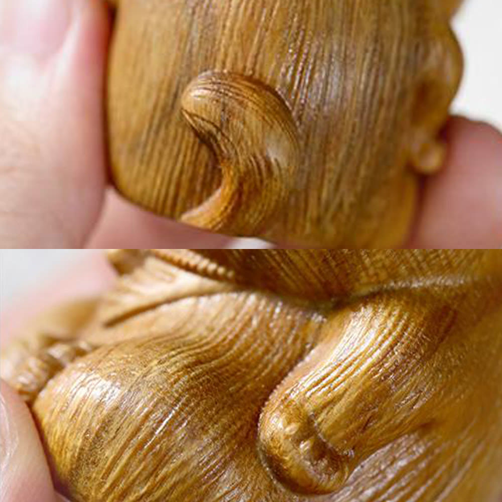 Grüne Sandelholz-Glückskatze, Mini-Dekoration, 5 cm, Glücksbringer