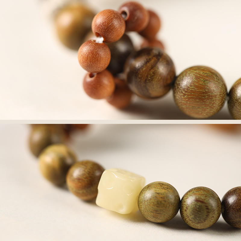 Beruhigendes Katzenarmband aus grünem Sandelholz, 14–17 cm Handgelenk