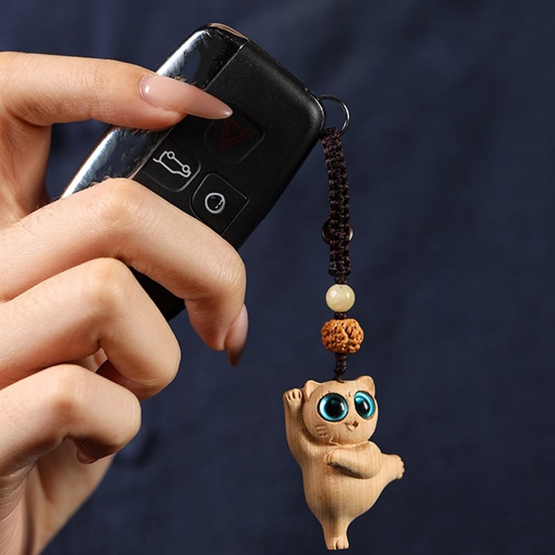 Schlüsselanhänger aus grünem Sandelholz und Thuja | Charm mit positiver Energie