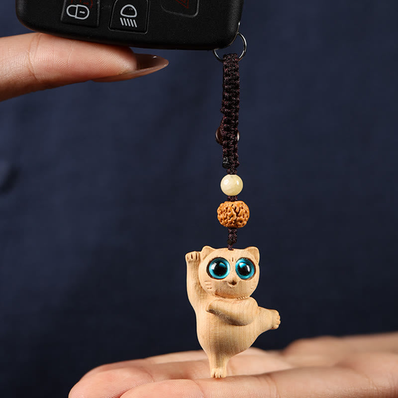 Schlüsselanhänger aus grünem Sandelholz und Thuja | Charm mit positiver Energie