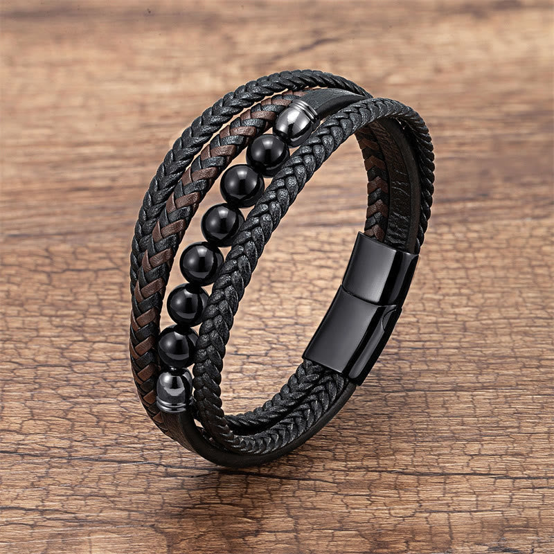 Grünes Tigerauge 16–18 cm Positives Lederarmband