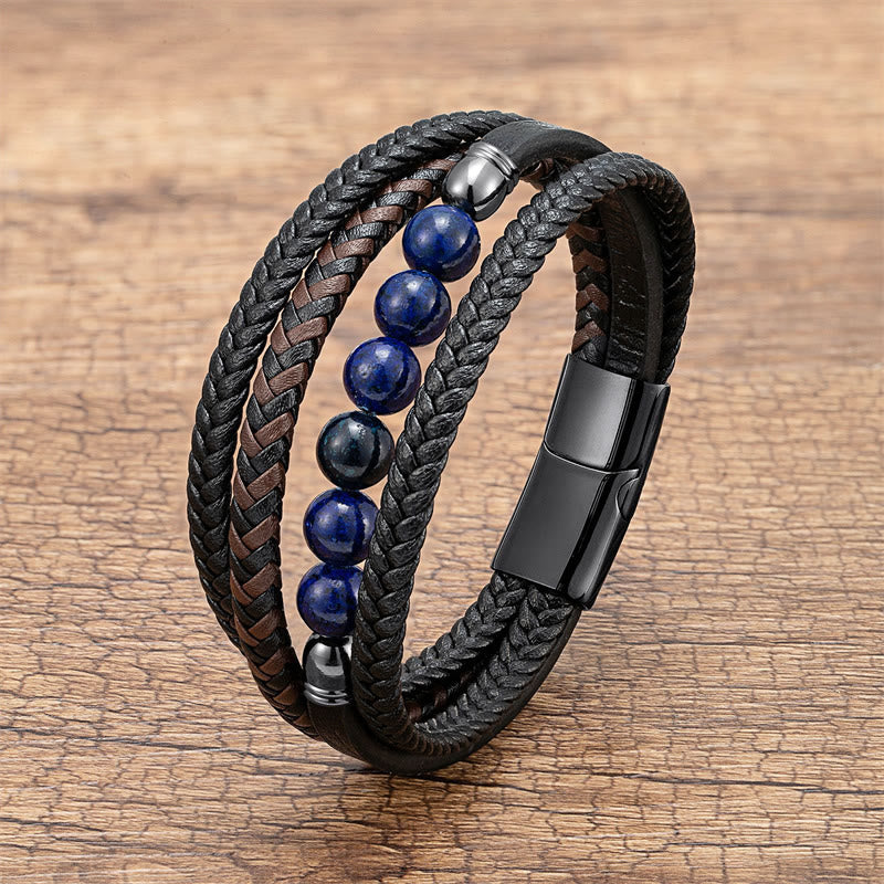Grünes Tigerauge 16–18 cm Positives Lederarmband