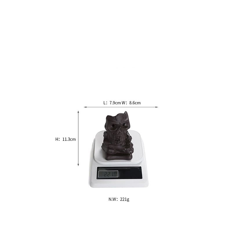 Räuchergefäß aus violettem Ton mit Totenkopf-Motiv für Halloween, 11,3 cm