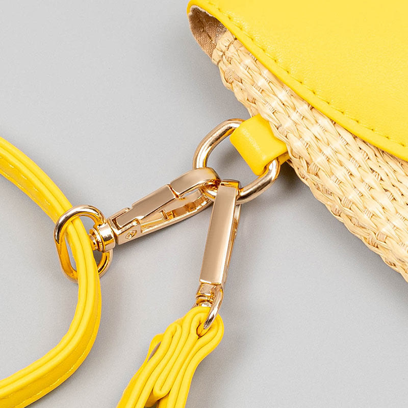 Hamsa-Umhängetasche aus Stroh mit Elefanten- und Blumendesign