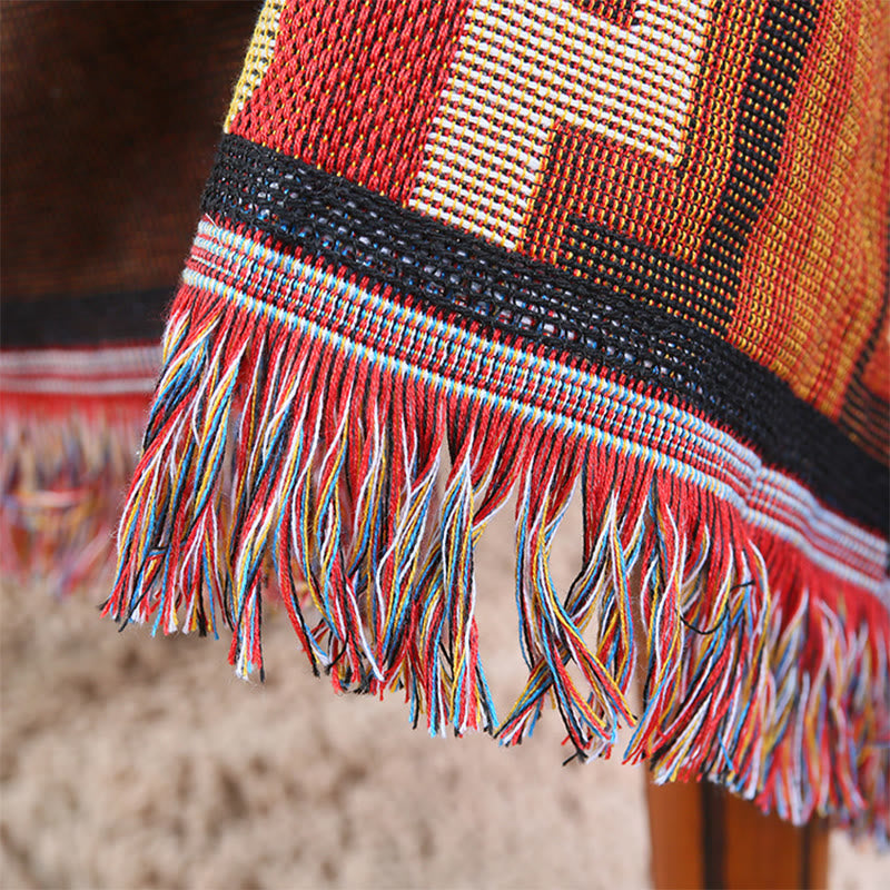 Handgefärbte tibetische geometrische Decke | Zen Decor Comfort