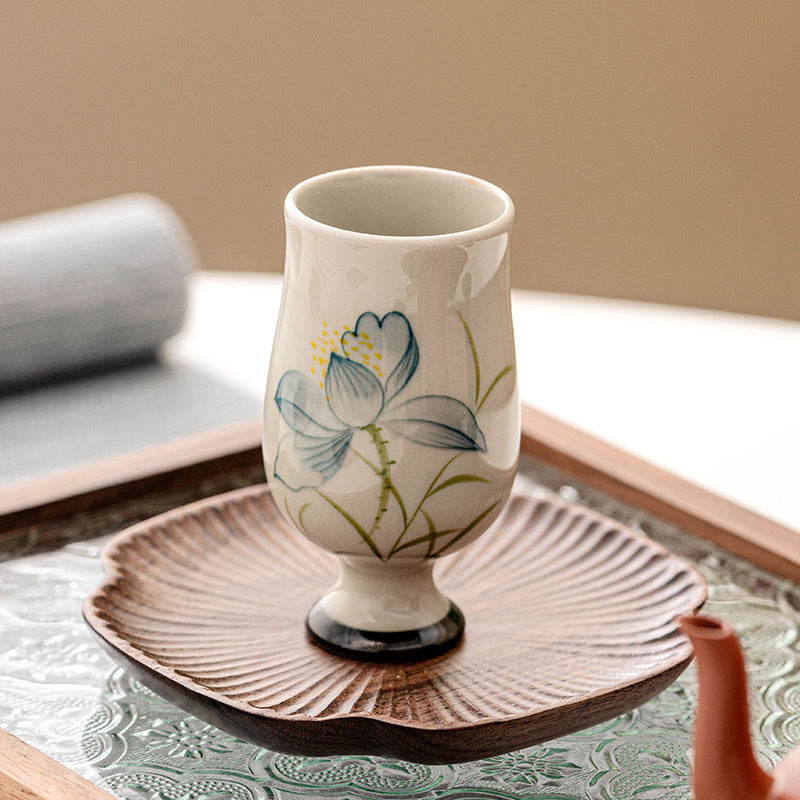Handbemalte Lotus-Teetasse aus Keramik, 70 ml | Kung-Fu-Tee
