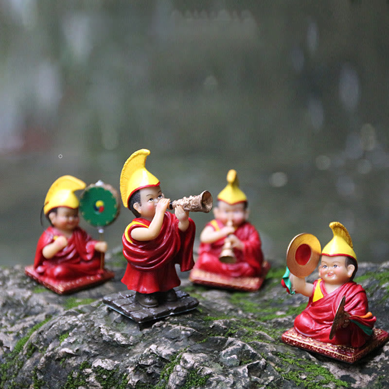 Handbemalte tibetische Lama-Figuren | Spirituelle Statuen aus Harz