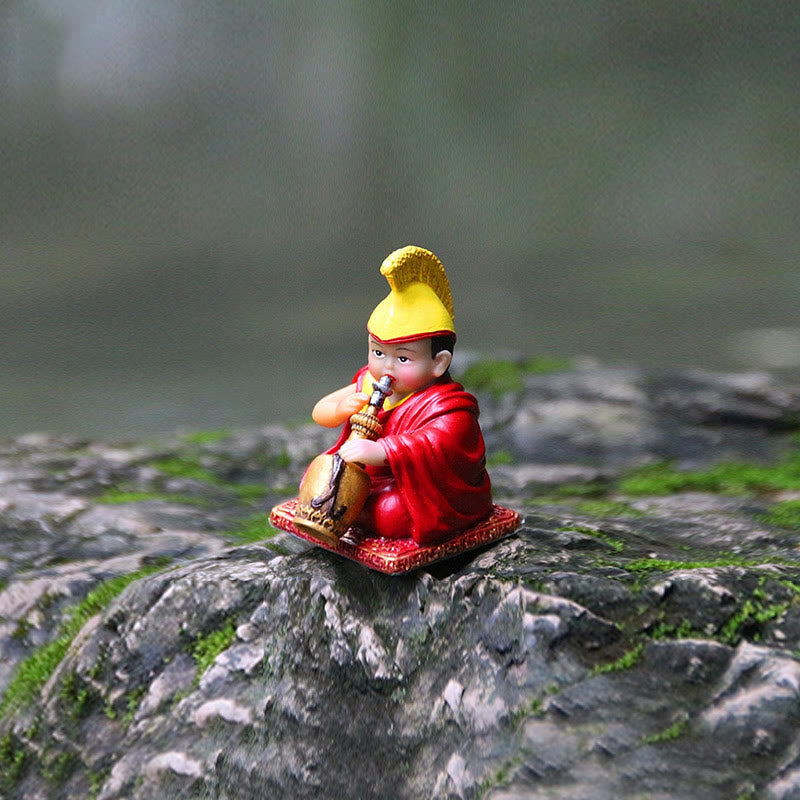 Handbemalte tibetische Lama-Figuren | Spirituelle Statuen aus Harz