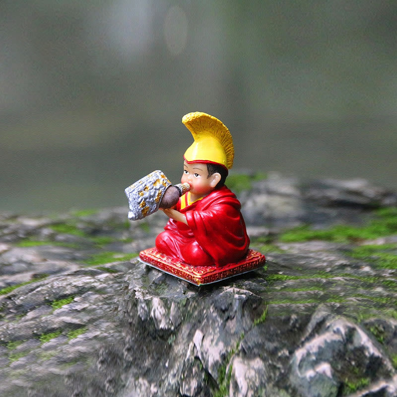 Handbemalte tibetische Lama-Figuren | Spirituelle Statuen aus Harz