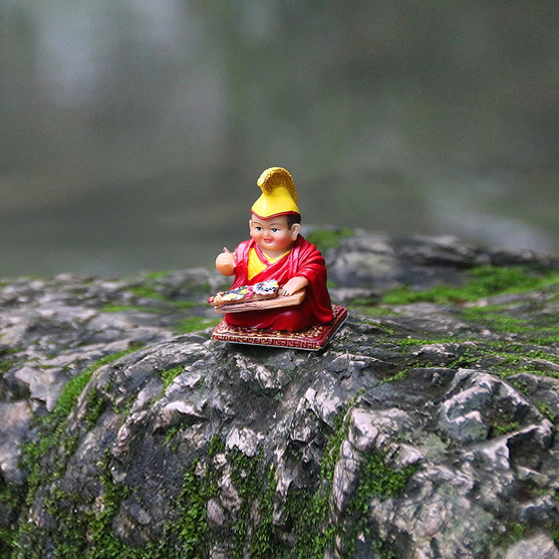 Handbemalte tibetische Lama-Figuren | Spirituelle Statuen aus Harz