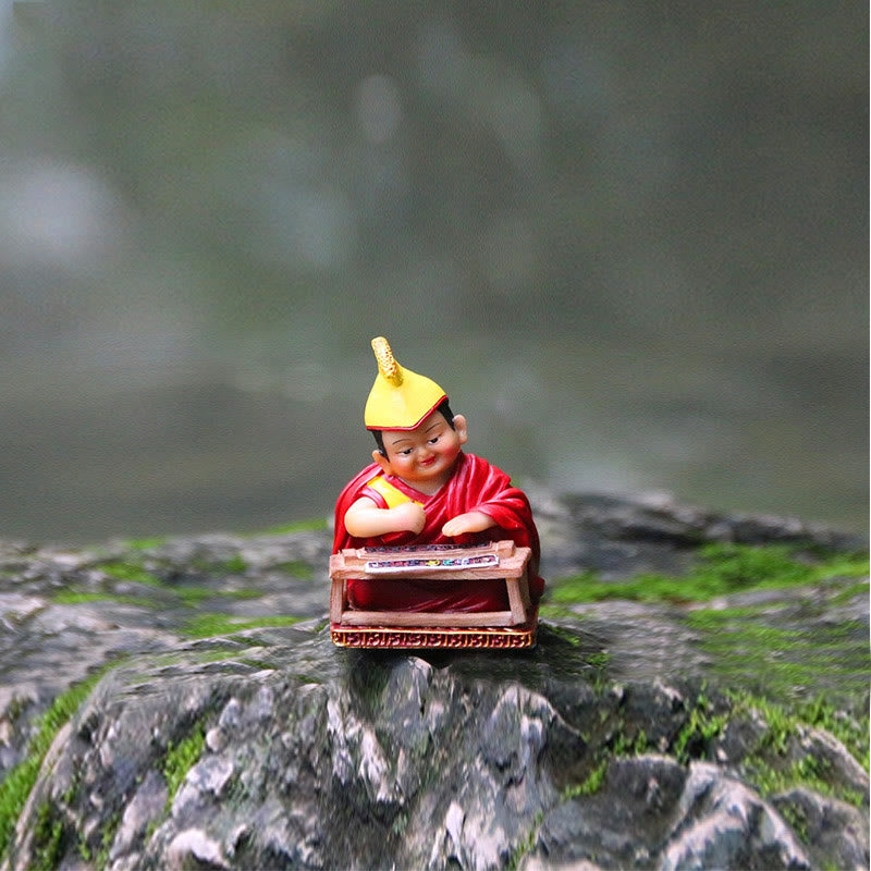 Handbemalte tibetische Lama-Figuren | Spirituelle Statuen aus Harz