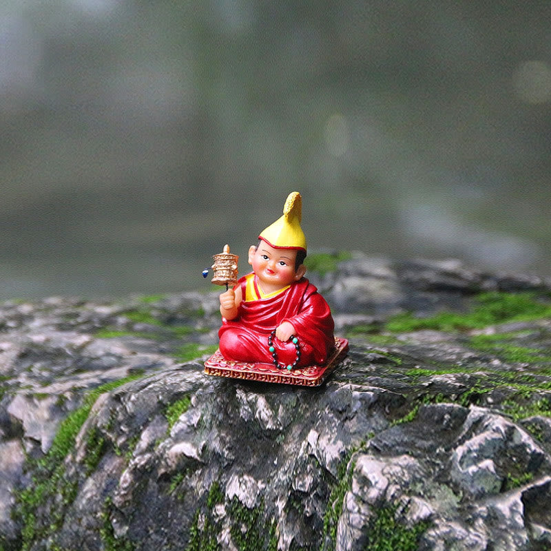 Handbemalte tibetische Lama-Figuren | Spirituelle Statuen aus Harz