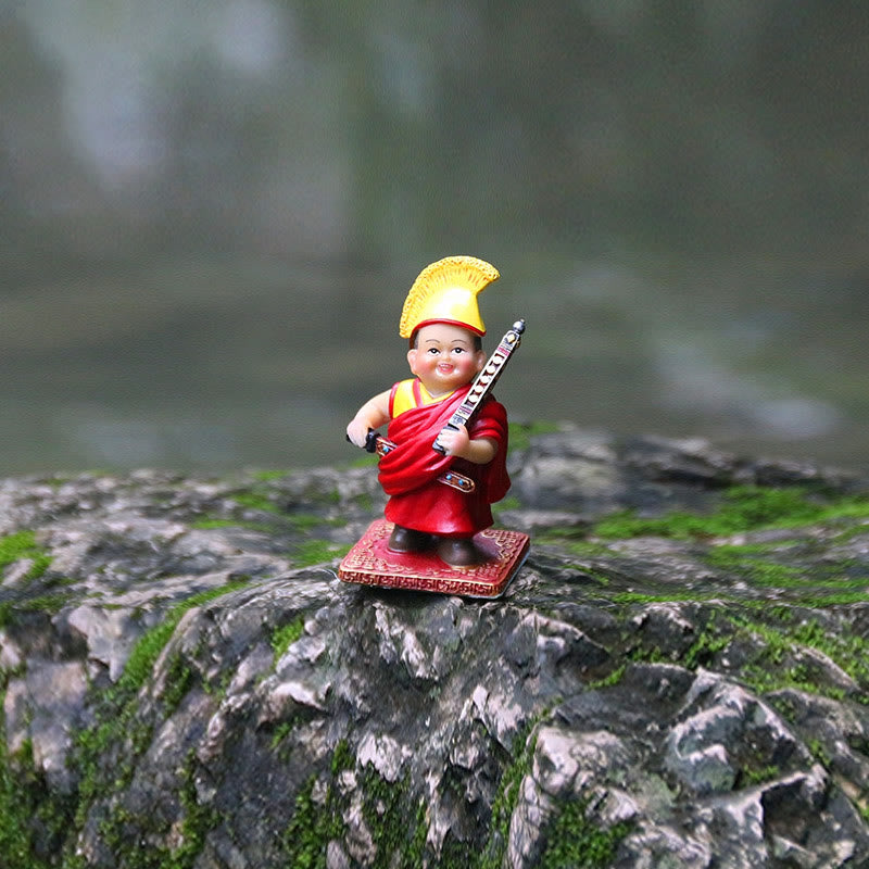 Handbemalte tibetische Lama-Figuren | Spirituelle Statuen aus Harz