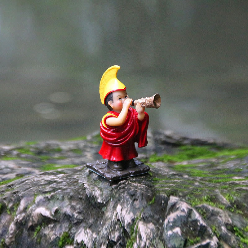 Handbemalte tibetische Lama-Figuren | Spirituelle Statuen aus Harz