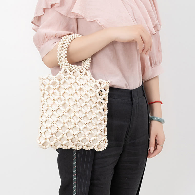 Handgewebte Rauten-Holzperlen Spirituelle Schmucktasche