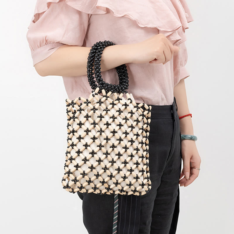 Handgewebte Rauten-Holzperlen Spirituelle Schmucktasche