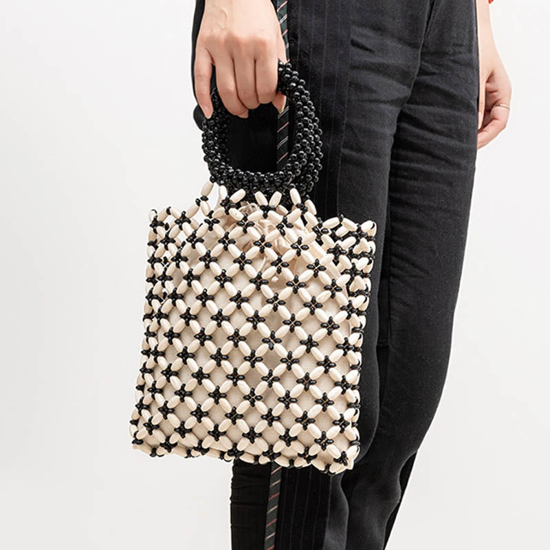 Handgewebte Rauten-Holzperlen Spirituelle Schmucktasche