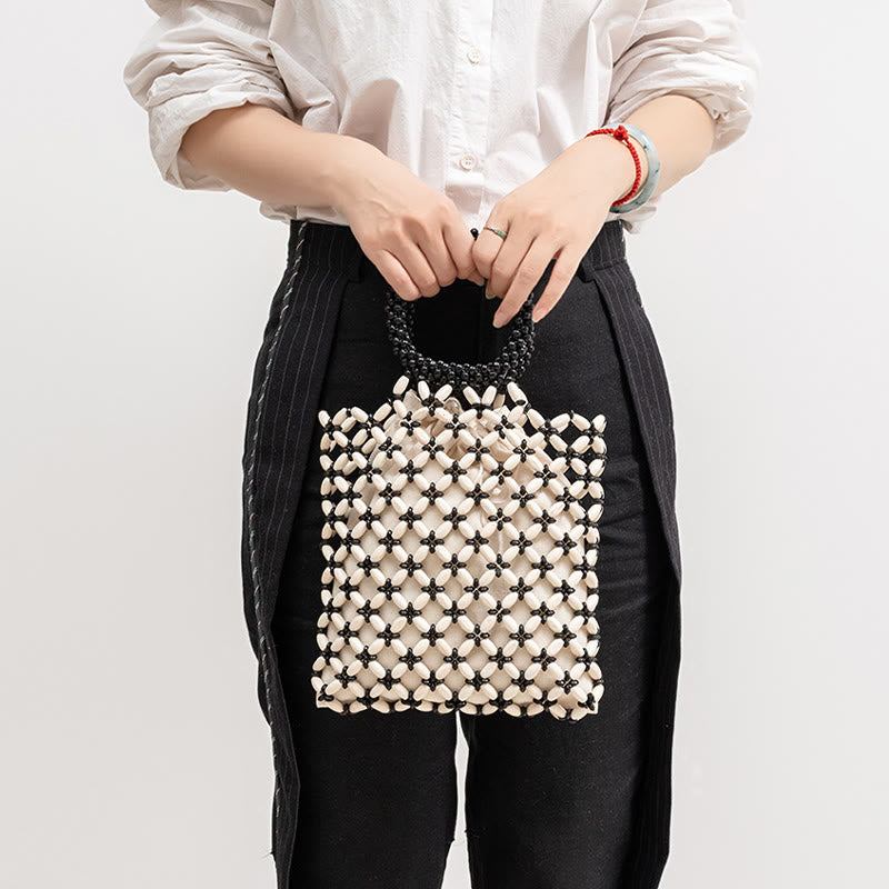 Handgewebte Rauten-Holzperlen Spirituelle Schmucktasche