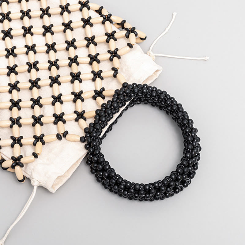 Handgewebte Rauten-Holzperlen Spirituelle Schmucktasche